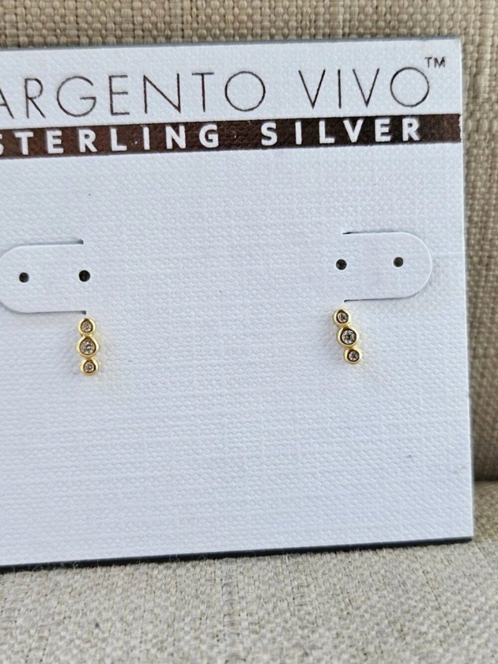 Argento Vivo Women Earrings Gold Plated Over sterling silver Stud Jewelry New